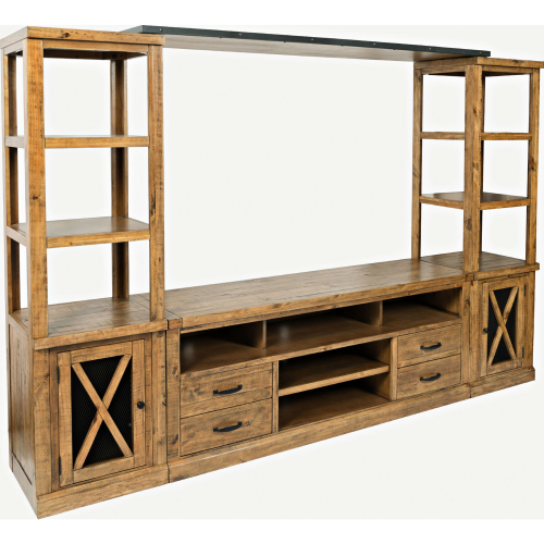 Telluride 4PC Entertainment Center w/ 70" Console in Distressed Pine